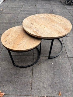 bijzettafel, Gebruikt, Rond, 75 cm of meer, Hout