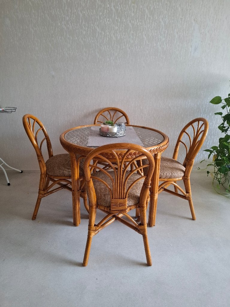 Eetkamer tafel & stoelen, Ophalen, Gebruikt, 50 tot 100 cm, Rond