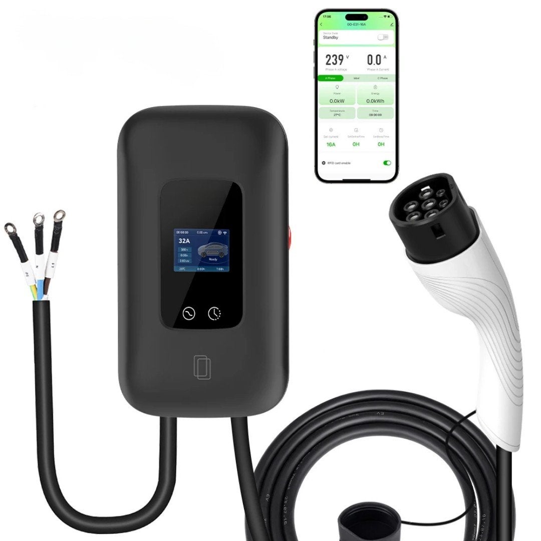 Wallbox 7kW Zwart - Type 2 Laadpaal voor Elektrische Auto, Ophalen of Verzenden, Nieuw, Laadpaal