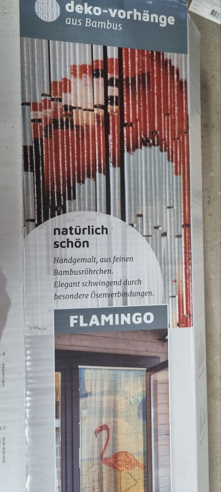 Bamboe deurgordijn Flamingo - Natuurlijk en decoratief, Overige merken, Nieuw, Ophalen of Verzenden, Blauw