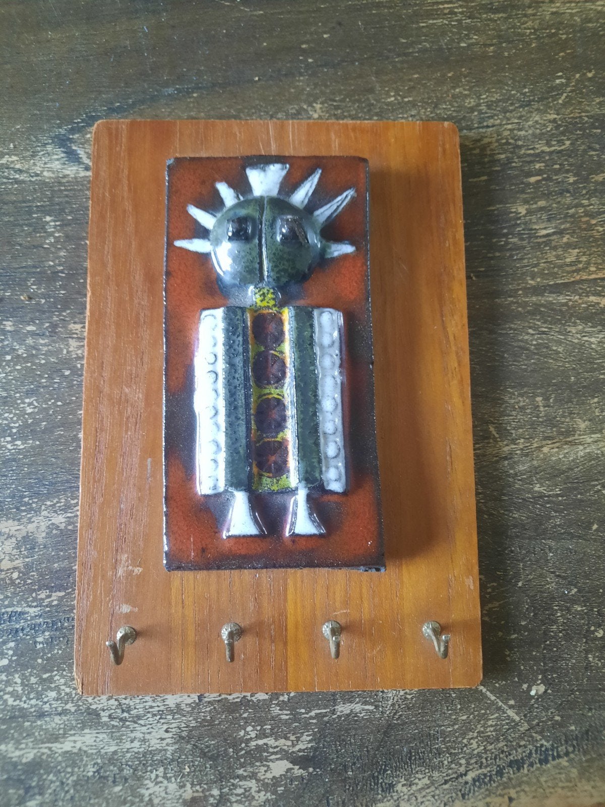 Vintage Jan Nolf Perignem sleutelrekje met keramische tegel, Antiek en Kunst, Ophalen of Verzenden