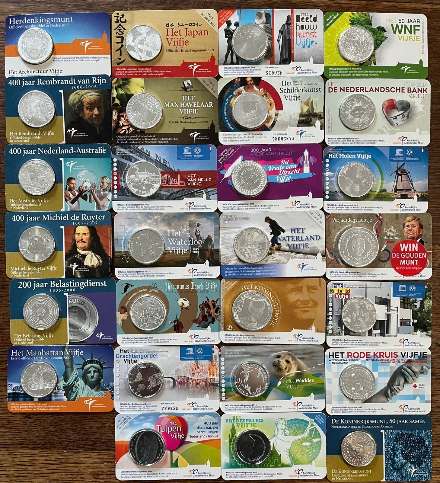 Diverse Herdenkingsmunten Nederland - Vijfjes Collectie, Postzegels en Munten, Munten | Nederland, Losse munt, Overige waardes