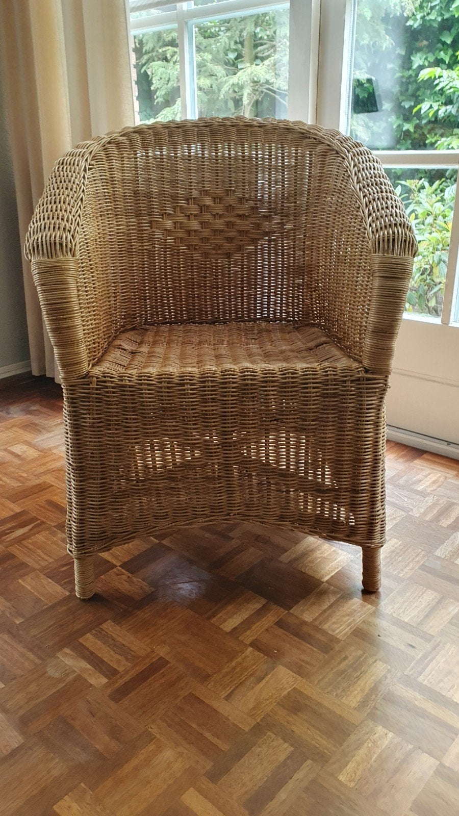 Rotan fauteuil, rieten stoel, Huis en Inrichting, Stoelen, Ophalen, Gebruikt, Overige kleuren, Eén