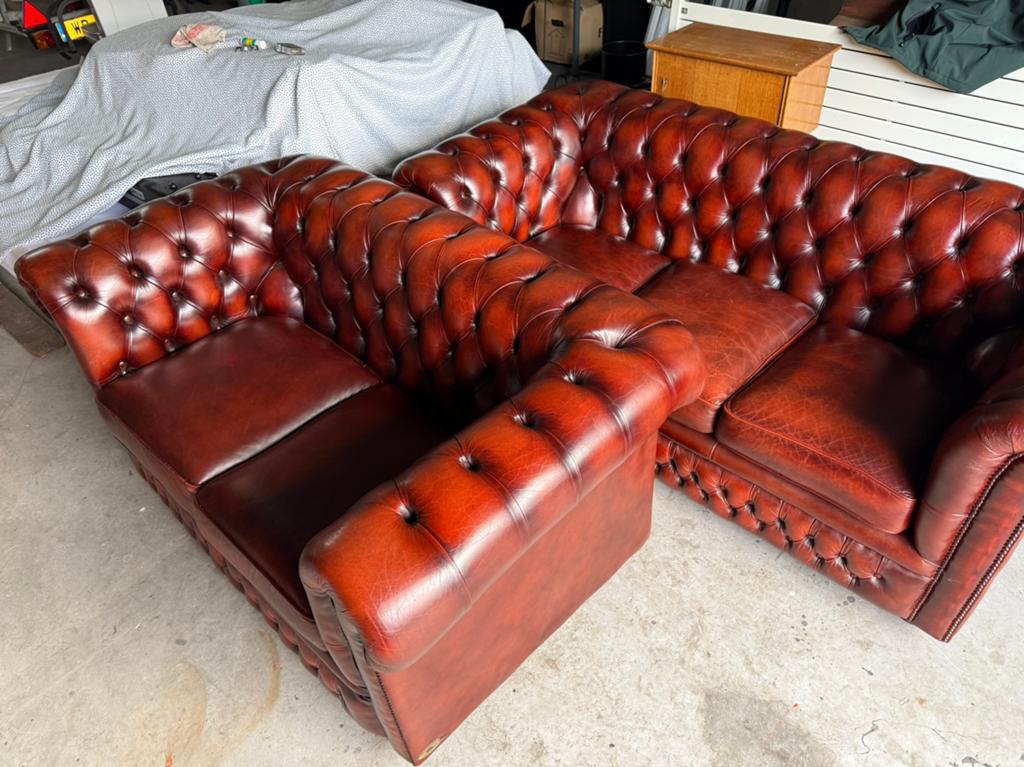 Chesterfield origineel in geweldige staat rood/bruin., Ophalen, 75 tot 100 cm