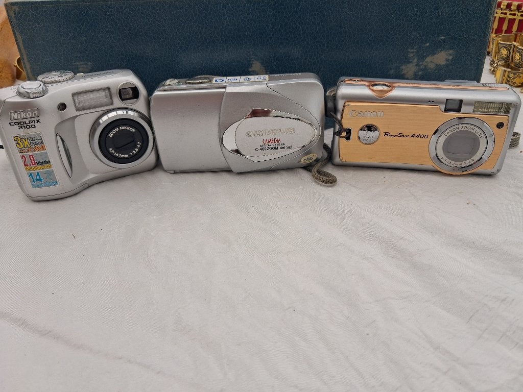 Lot fototoestellen nikon,canon,olympus, Audio, Tv en Foto, Fotocamera's Digitaal, Ingebouwde flitser, Verzenden, Canon, 4 megapixels