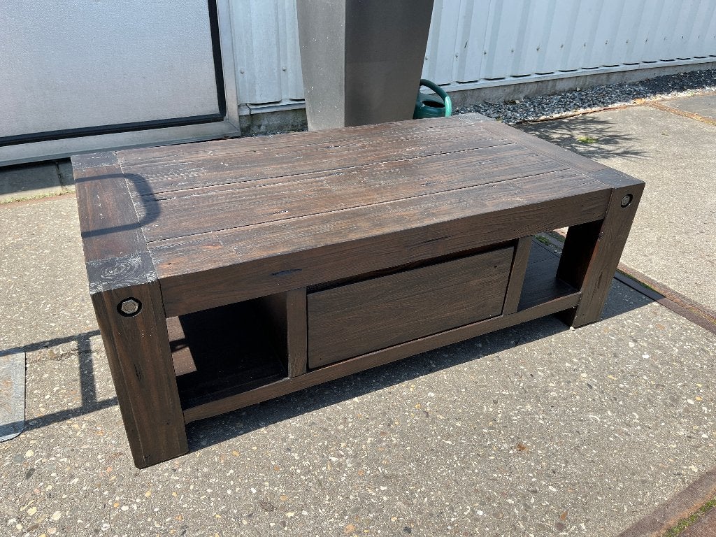 Bruine Salontafel (65 x120 x 40 cm), Huis en Inrichting, Ophalen, Kunststof, Gebruikt, 100 tot 150 cm