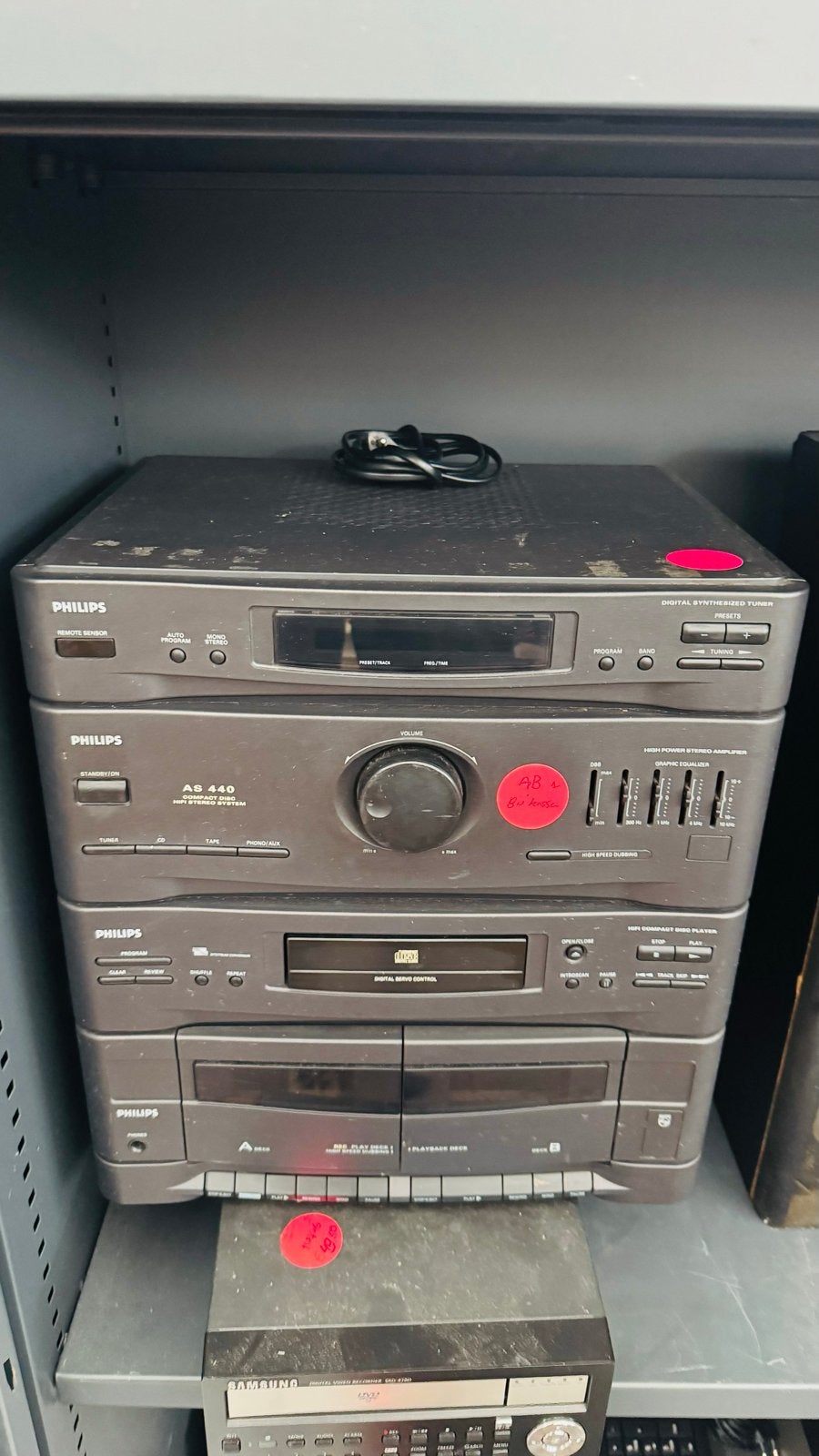 Philips AS 440 Stereo Set met CD, Cassette en Tuner, Philips, Gebruikt, Cassettedeck, Losse componenten