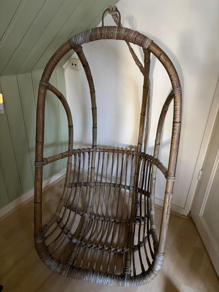 Rotan hangstoel, Huis en Inrichting, Stoelen, Ophalen, Gebruikt, Bruin, Riet of Rotan