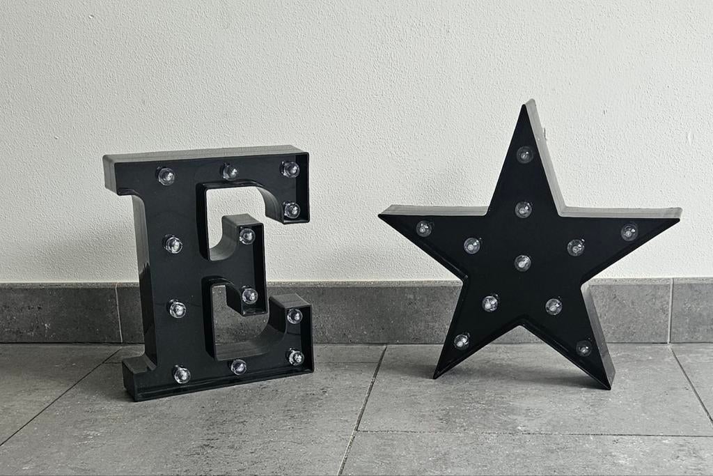 LED Letter E en Ster Decoratie Lampen, Ophalen of Verzenden, Zo goed als nieuw, Modern, Decoratief, Sfeervol