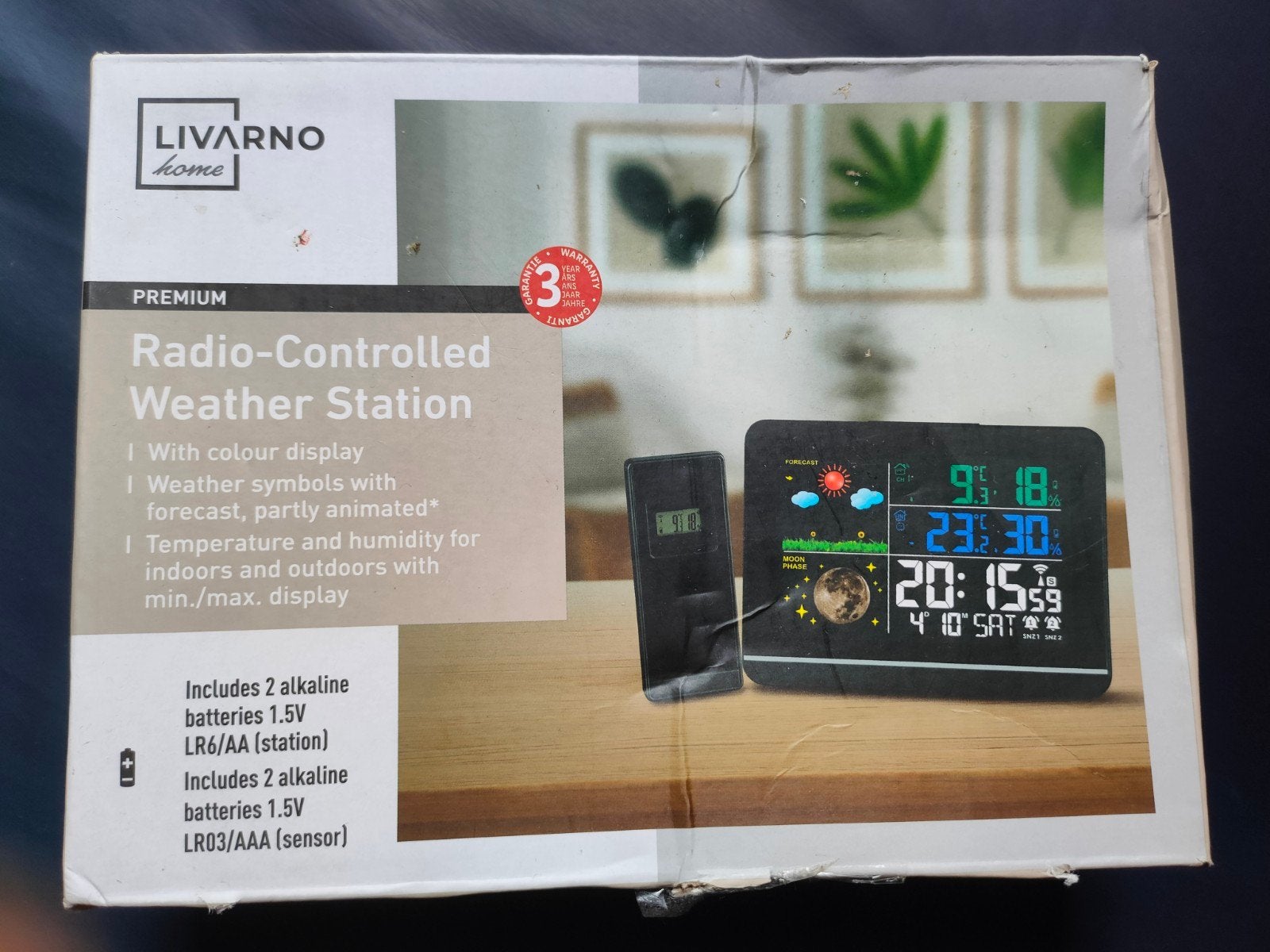 LIVARNO home Radio-Controlled Weerstation met Kleurendisplay, Ophalen, Nieuw, Weerstation