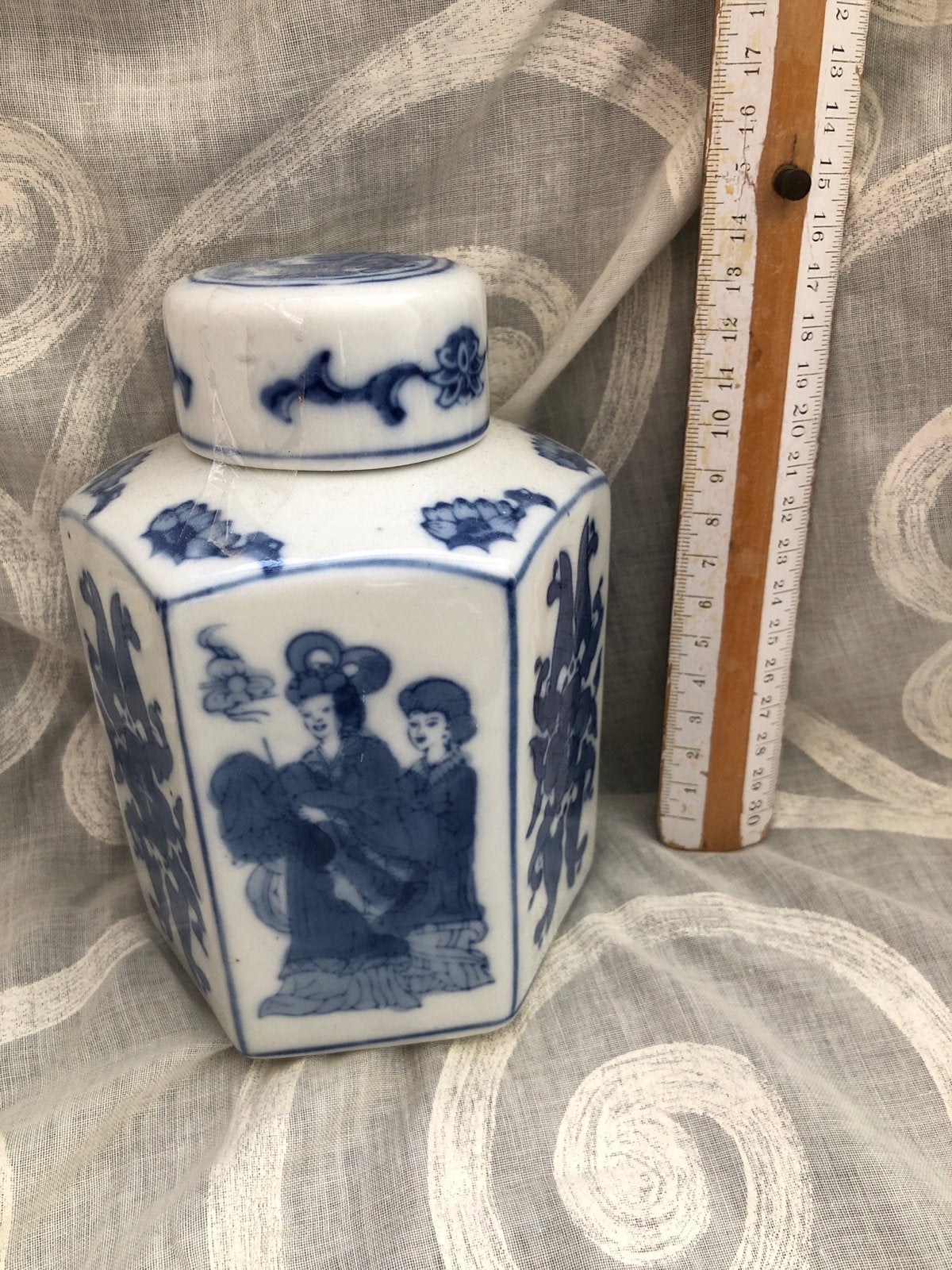 Chinese theebus, blauw-wit porselein, Antiek en Kunst, Ophalen