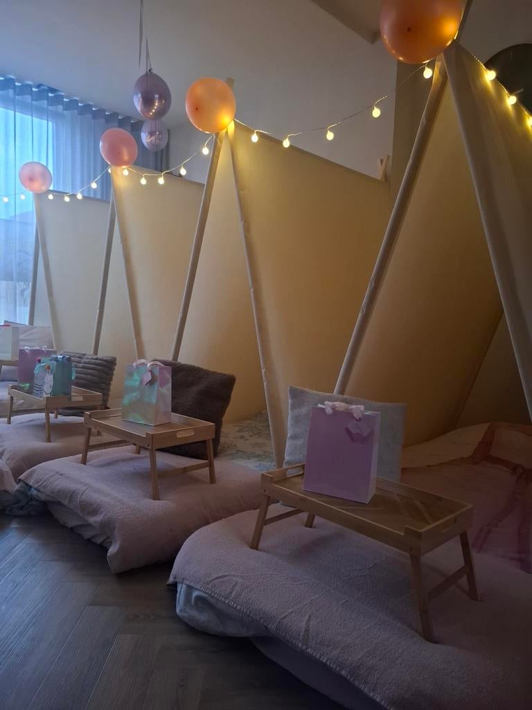 Tipi tentjes, slaapfeestje te huur, Hobby en Vrije tijd, Feestartikelen | Verhuur, Ophalen
