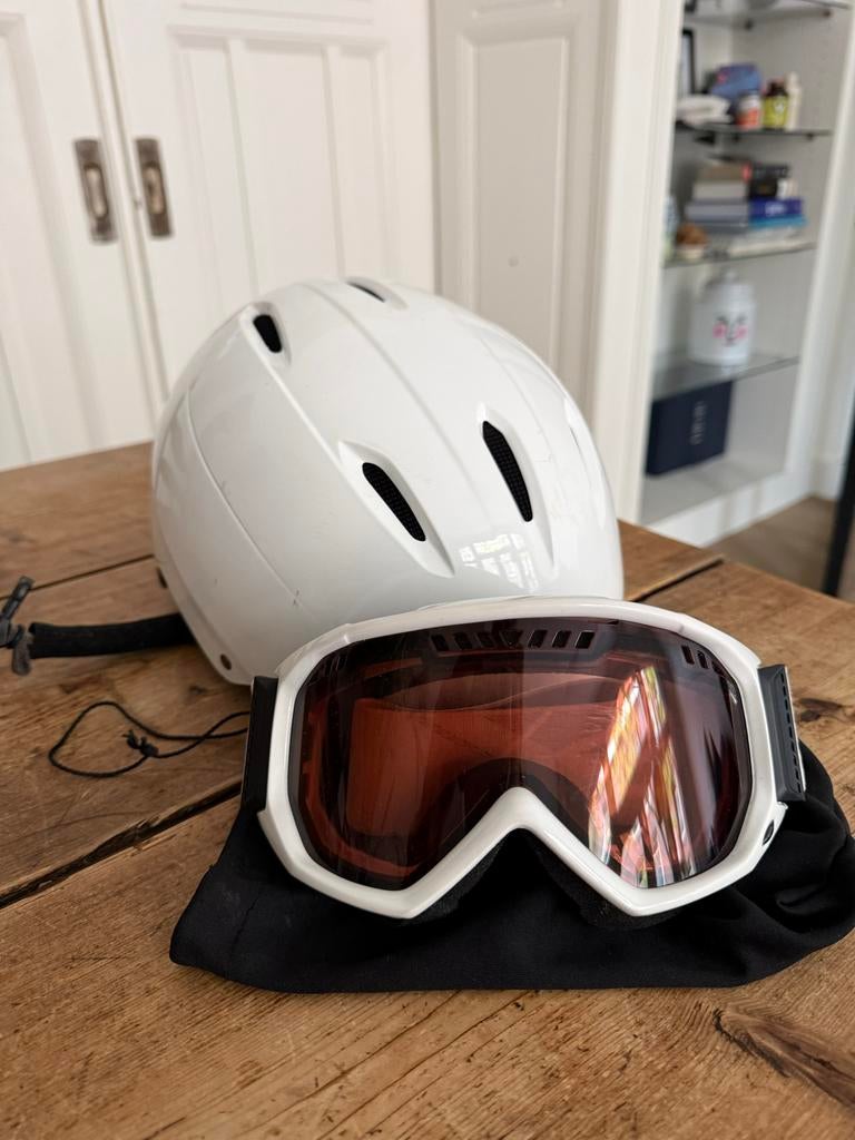 Skihelm en skibril set - Wit, Ophalen of Verzenden, Zo goed als nieuw, Helm of Bescherming