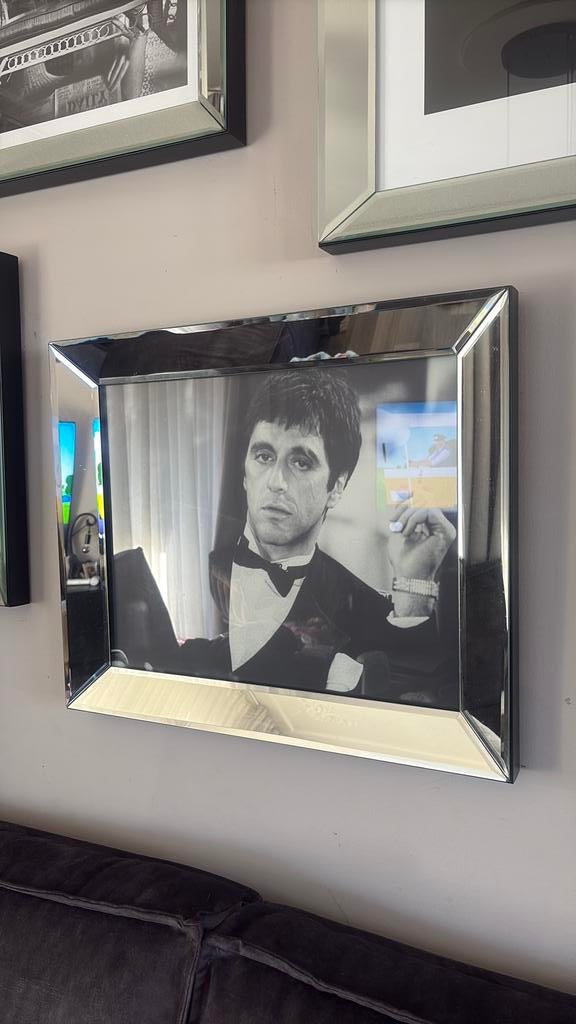 Spiegellijst/fotolijst 50x40 cm Tony Montana, Ophalen, Overige materialen, Zo goed als nieuw, Minder dan 50 cm