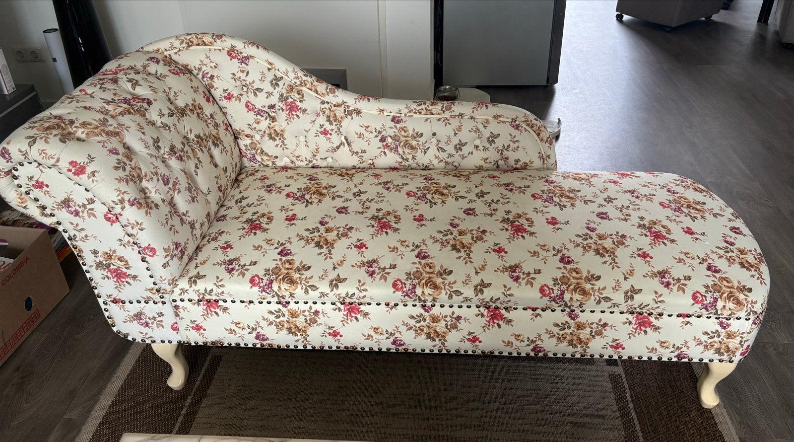 Chique Bloemenprint Chaise Longue - 150x60 cm, Huis en Inrichting, Fauteuils, Ophalen, Zo goed als nieuw, 50 tot 75 cm, Stof