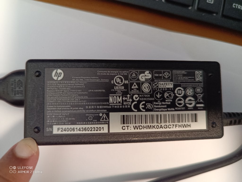 Hp laptop voeding  19.5 V 65 W, Computers en Software, Laptop-opladers, Ophalen of Verzenden, Nieuw, Hp