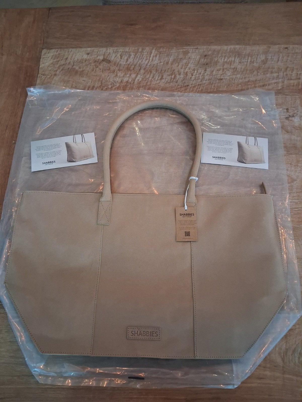 Shabbies Amsterdam Leren Shopper - Nieuw met labels, Ophalen of Verzenden, Nieuw, Beige, Shopper