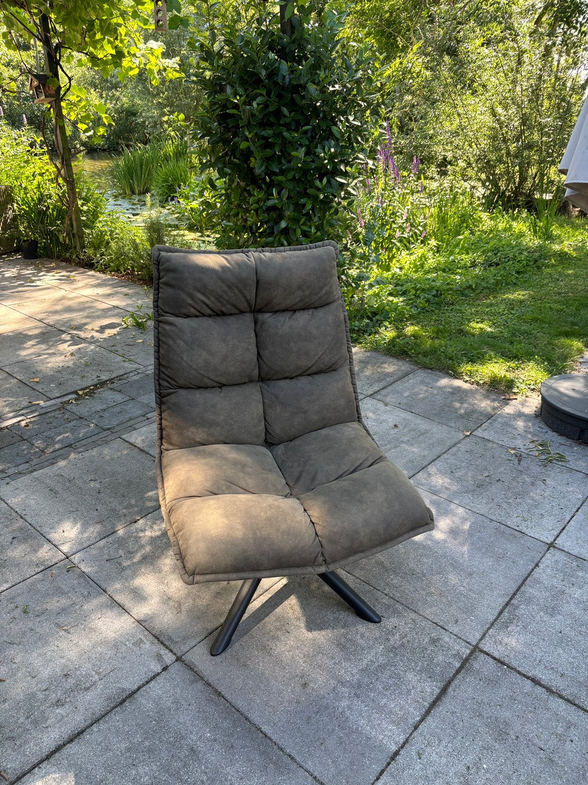 Leen Bakker Clayton fauteuil – groene stof, Ophalen, 75 tot 100 cm, Zo goed als nieuw, Stof