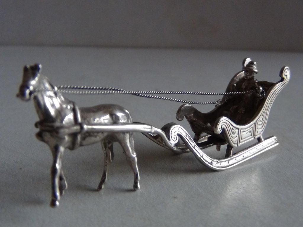 Miniatuur zilver FK15 koetsslede + paard zilveren miniaturen, Antiek en Kunst, Verzenden, Zilver