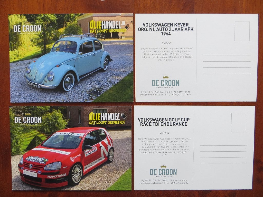 De Croon informatiekaarten Volkswagen Kever, Golf Cup Race, Ophalen of Verzenden, Nieuw, Volkswagen