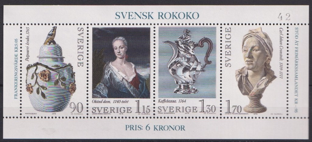 Zweden 1979 Blok Rokoko Kunstvoorwerpen Schilderij, Verzenden, Postfris, Overige thema's