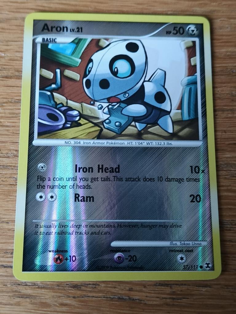 Aron reverse holo 057/111 rising rivals, Ophalen of Verzenden, Zo goed als nieuw, Losse kaart, Foil
