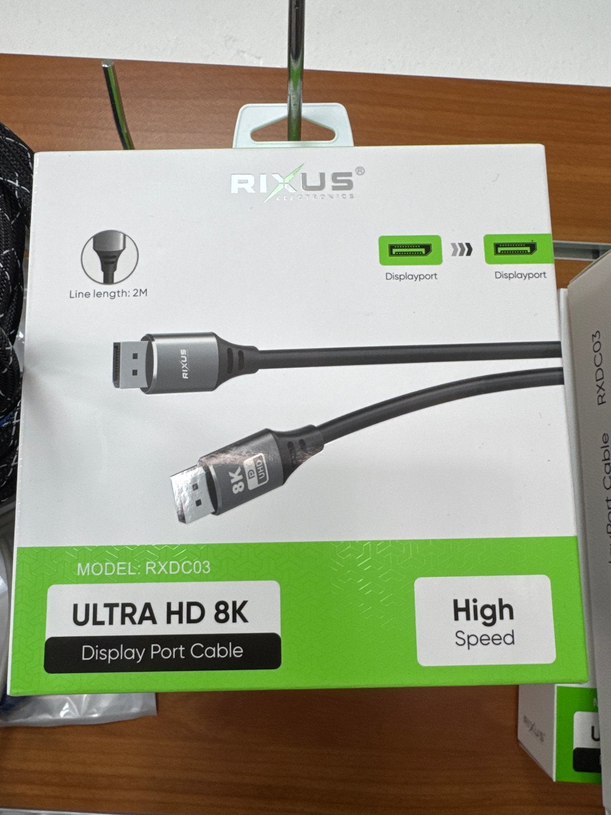 Rixus DisplayPort Kabel 8K Ultra HD - 2 Meter, Ophalen, Kabel, Nieuw, Rixus