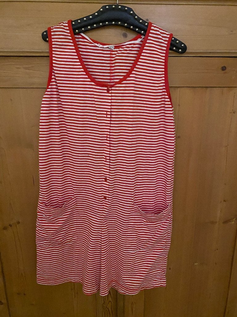 Carnaval Jumpsuit rood wit gestreept mt 42/44, Carnaval, Overige maten, Ophalen of Verzenden, Kleding