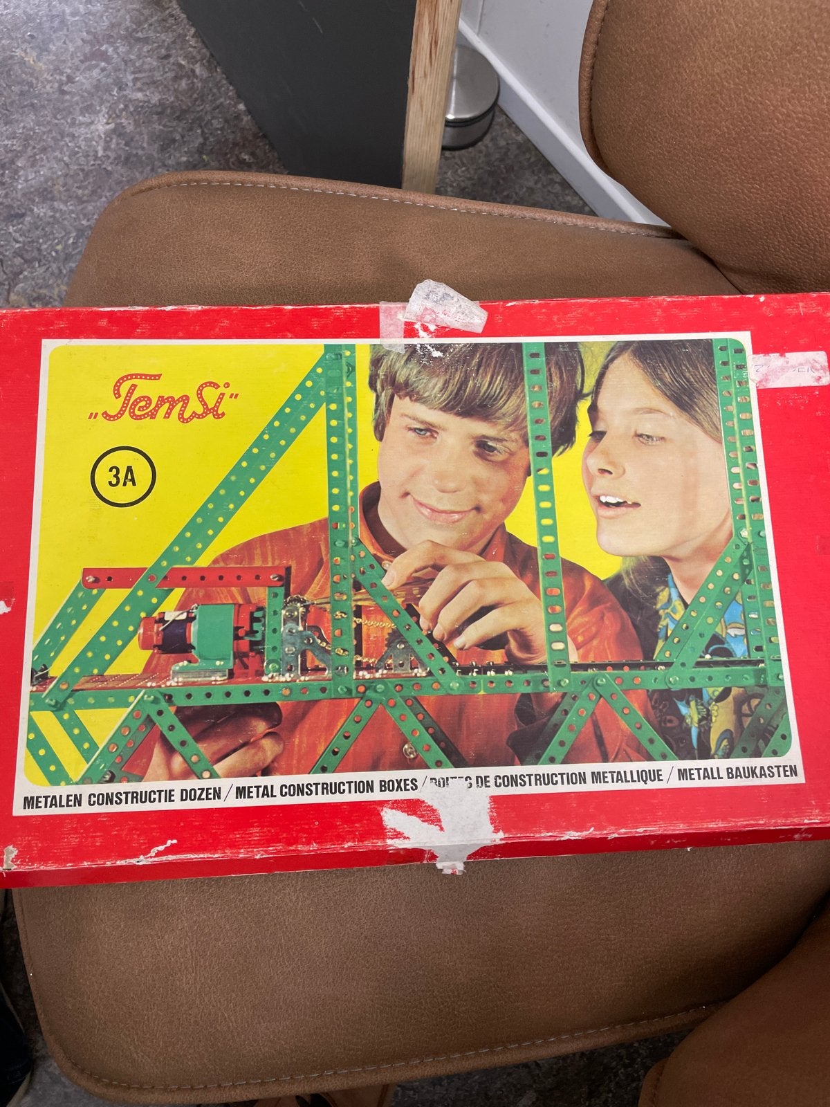 Vintage JemSi 3A Meccano Constructie Doos - Metaal, Gebruikt, Knutselen, Ophalen of Verzenden, Nvt
