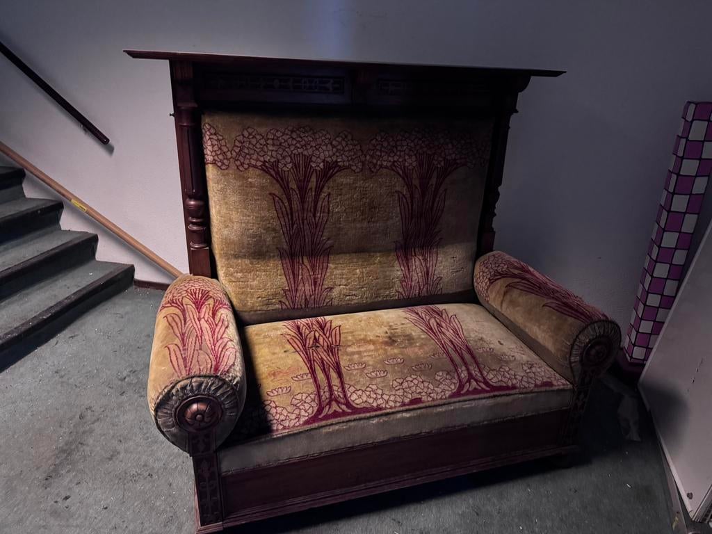 Antieke Art Nouveau slaapstoel / uitklapbed 1900, Ophalen