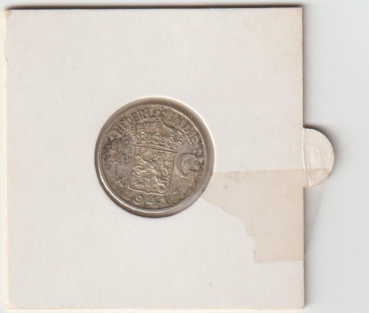 1/4 gulden nederlands-indië  1941, Zilver, 25 cent, Ophalen of Verzenden, Koningin Wilhelmina
