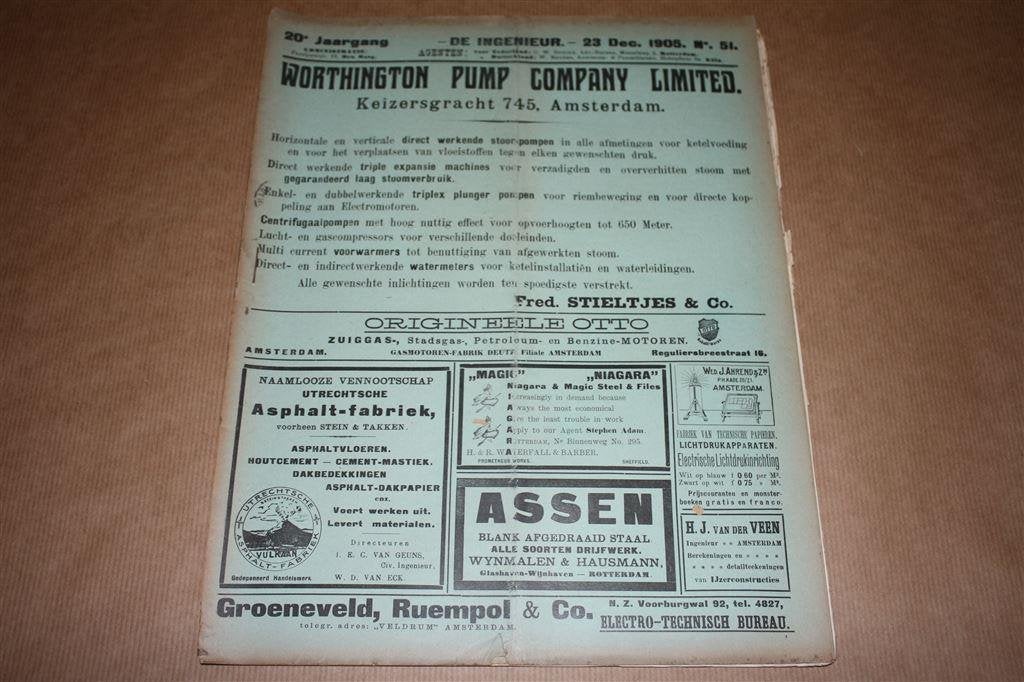 Antiek magazine - De Ingenieur - 1905 - prachtige advertenti, Ophalen of Verzenden, Gelezen, Bouwkunde