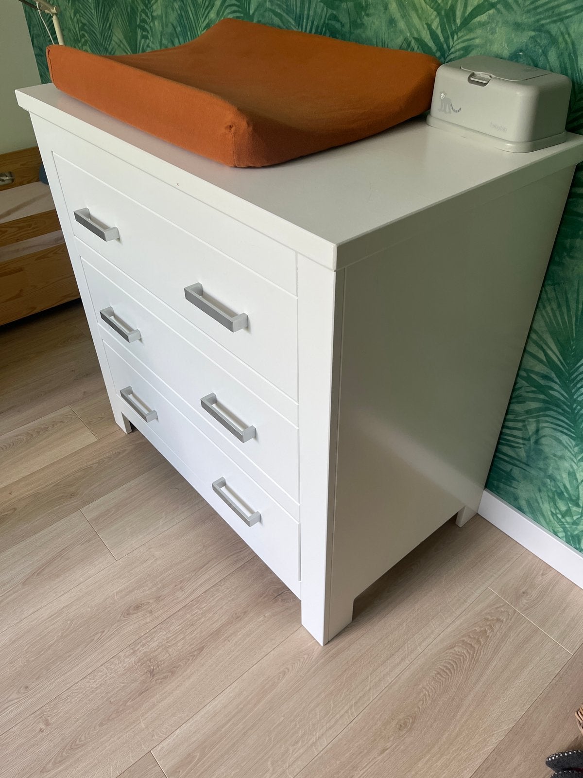 Witte commode met 3 lades, lichte beschadiging, Ophalen, Gebruikt, 50 tot 70 cm, 75 tot 100 cm
