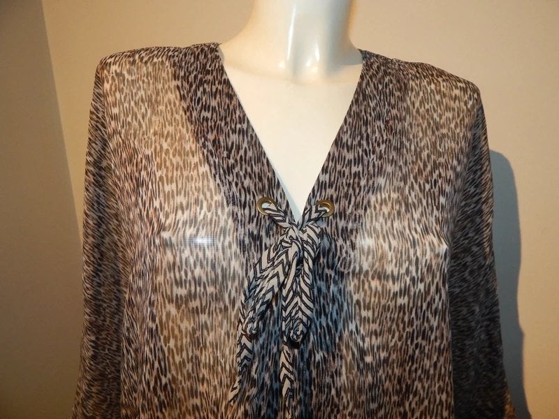Studio Anneloes voile blouse top strik goud draad XL, Studio Anneloes, Maat 46/48 (XL) of groter, Zo goed als nieuw, Meerkleurig