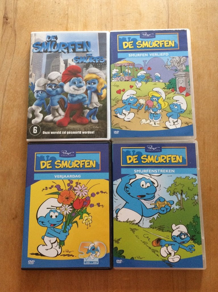 4 dvd's De Smurfen, Animatie, Alle leeftijden, Overige typen, Zo goed als nieuw