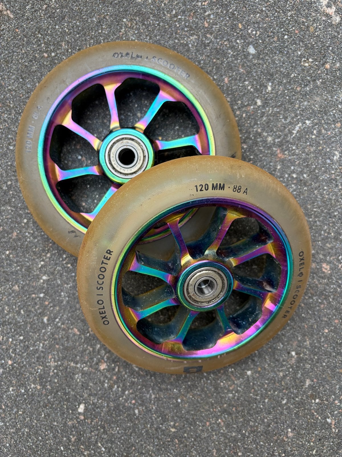 Oxelo Stuntstep Wielen 120mm - Regenboog, Fietsen en Brommers, Ophalen of Verzenden, Gebruikt, Overige typen
