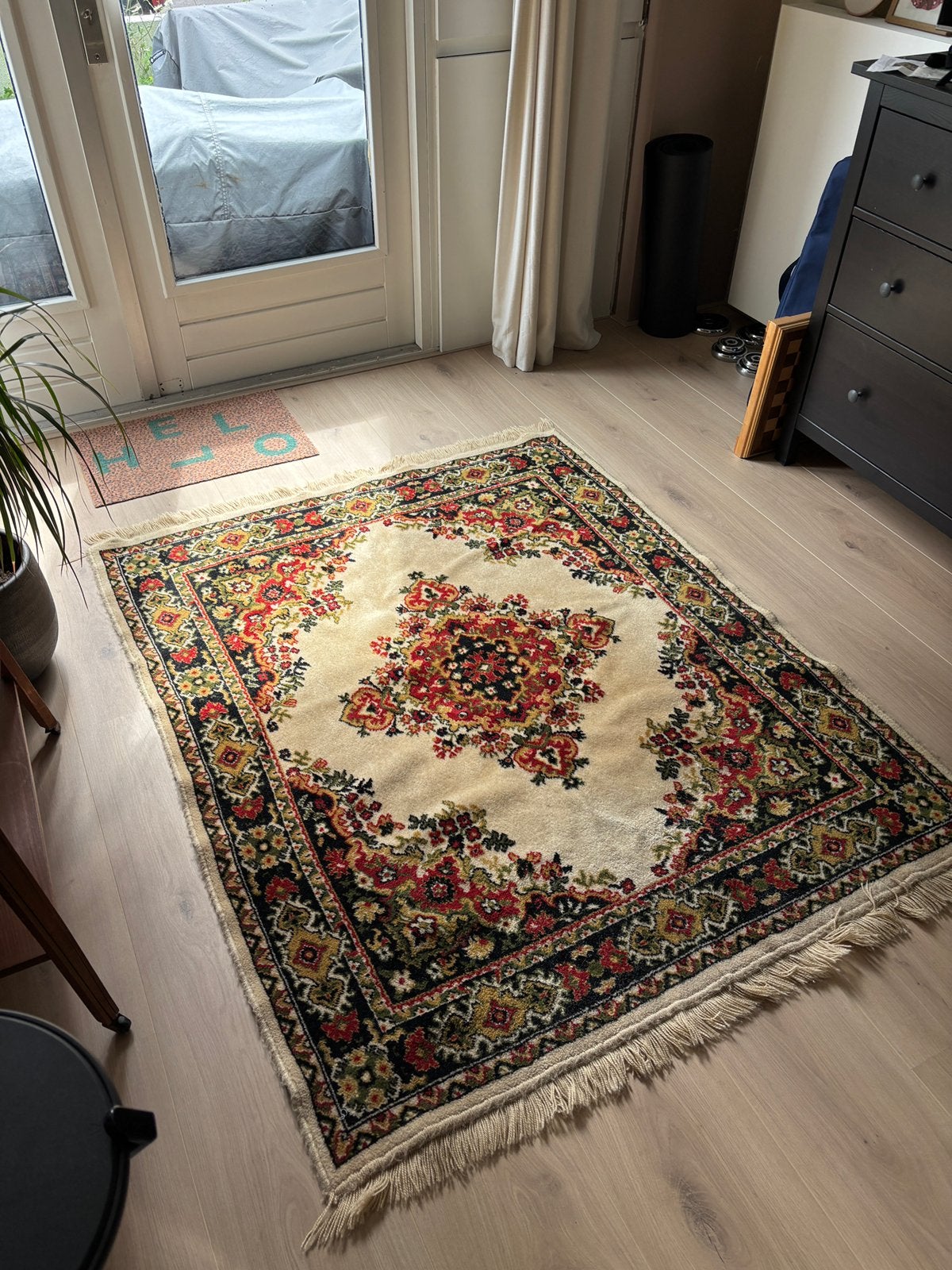 Vintage vloerkleed wol, Ophalen, Rood, Rechthoekig, 200 cm of meer