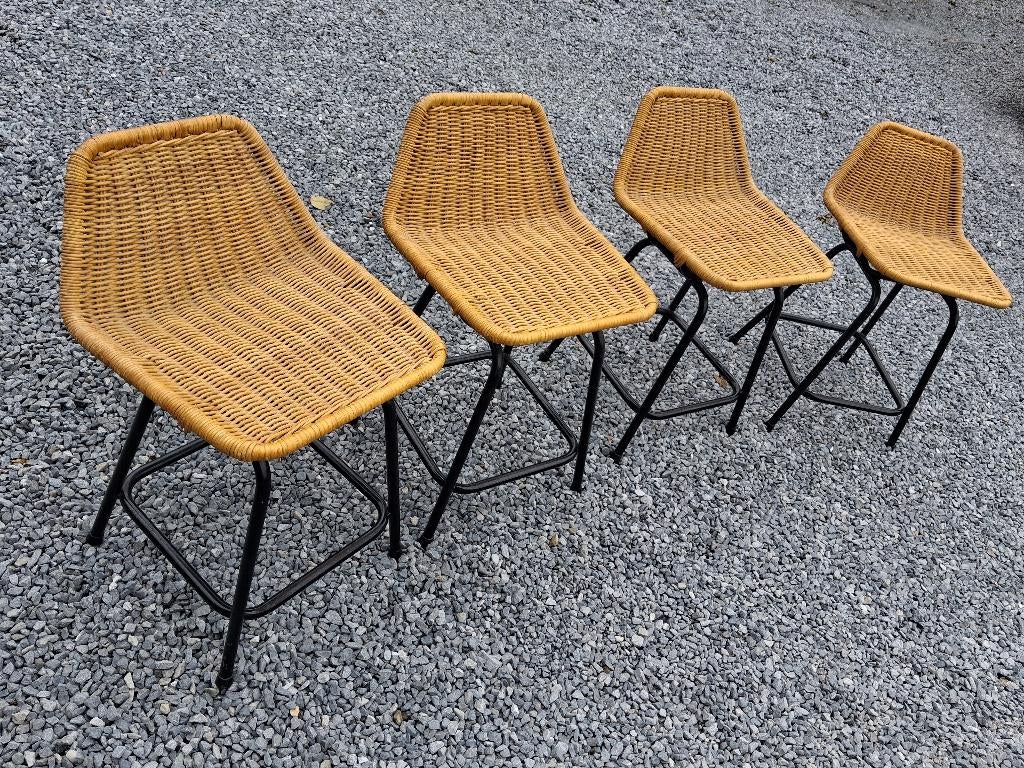 4 Rohe Dirk van Sliedregt krukken stoelen rotan retro, Ophalen
