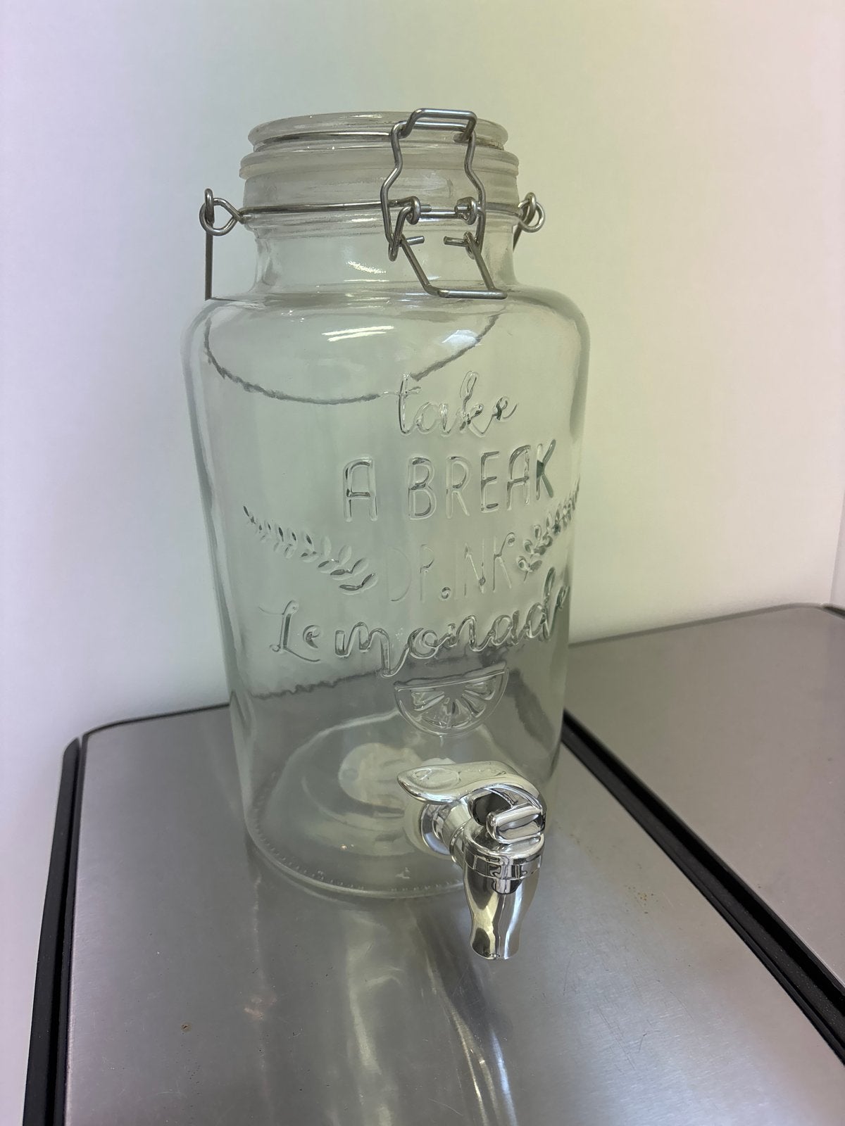 Glazen drankdispenser met tapkraan - Water of sap, Overige typen, Ophalen of Verzenden, Gebruikt, Glas