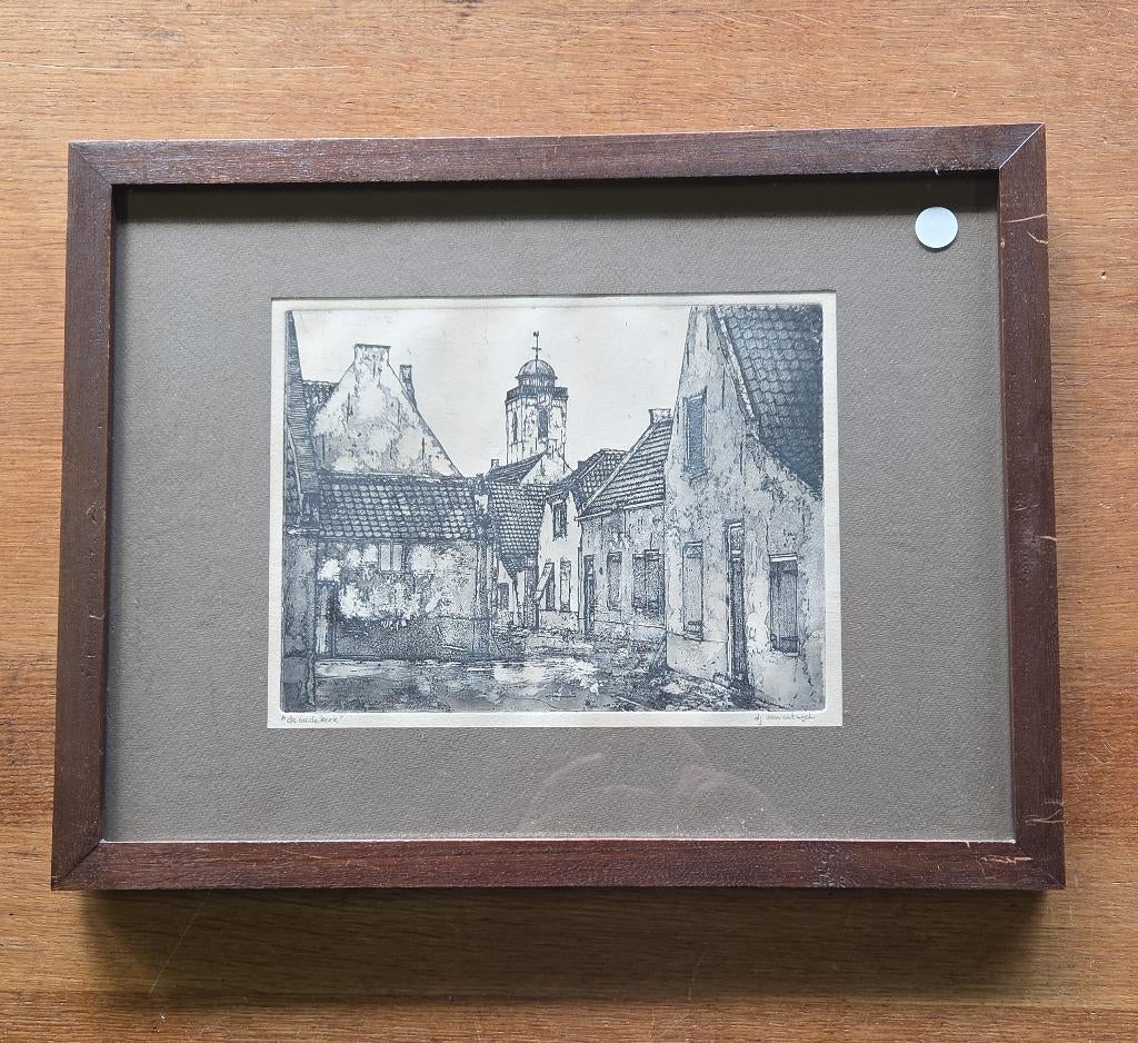 D.J. van Catwijck ets de oude kerk katwijk aan zee, Ophalen