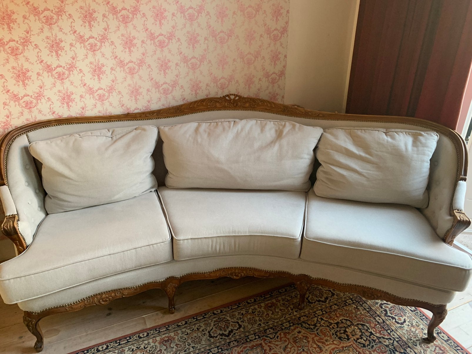 Bank Louis XV stijl lichtgrijs, Ophalen