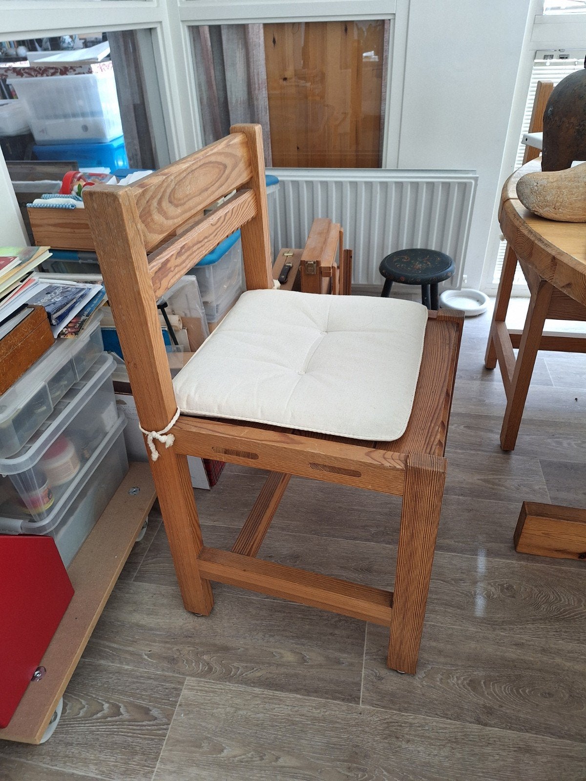 Houten eettafel met 4 stoelen - Gebruikt, Ophalen, Gebruikt, Overige kleuren, Vier