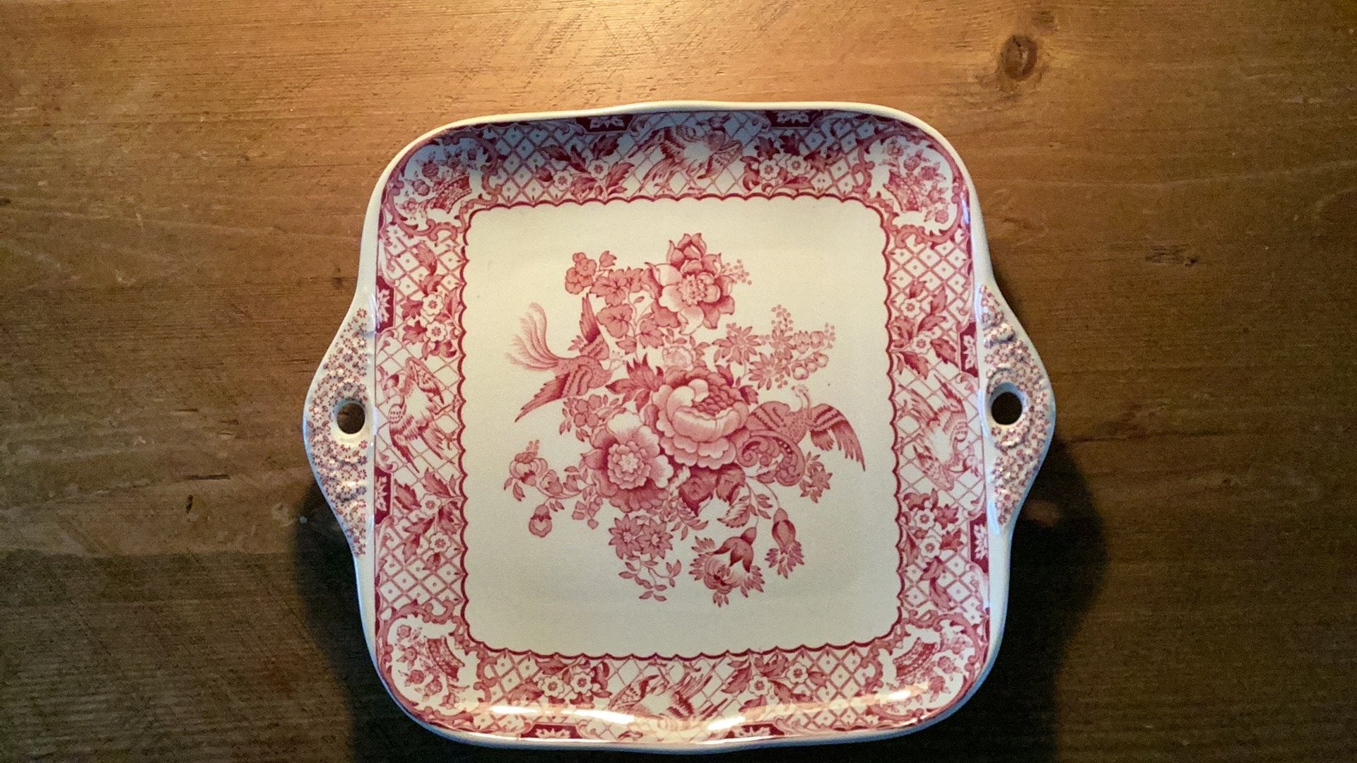 Mason’s Pink Stratford vierkante serveerschaal, Antiek en Kunst, Ophalen of Verzenden