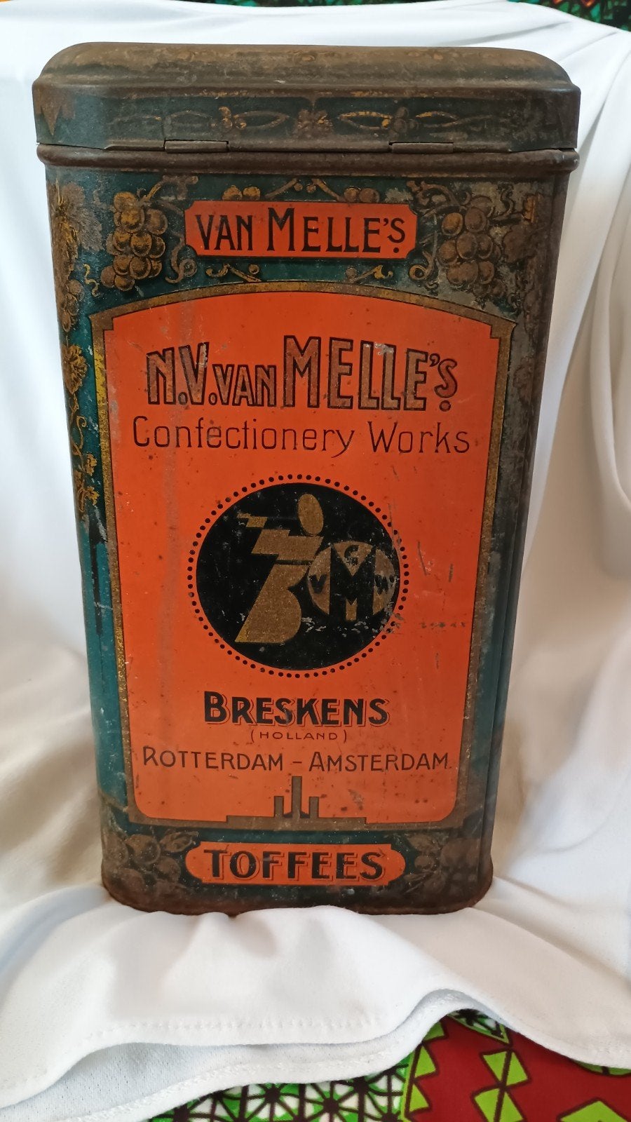 een antiek Van Melle's Toffees blik, Verzamelen, Blikken, Ophalen, Gebruikt, Overige