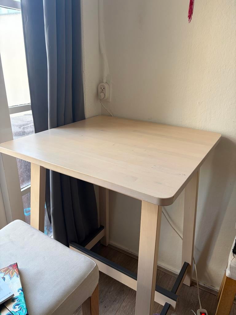 IKEA Norraker tafel met 2 Henriksdal barkrukken, Ophalen, Gebruikt, Met voetsteun, 90 cm of meer