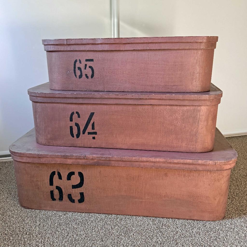 3 Decoratieve houten opbergkisten HK living, Huis en Inrichting, Woonaccessoires | Kisten, Gebruikt, Minder dan 50 cm, Ophalen of Verzenden