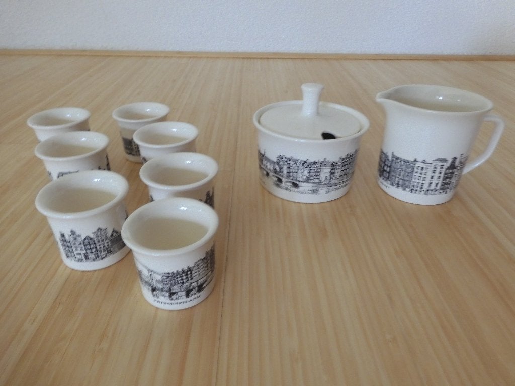 Servies Amsterdamse grachtenpandjes, Vintage, Ophalen of Verzenden, Zo goed als nieuw, Aardewerk