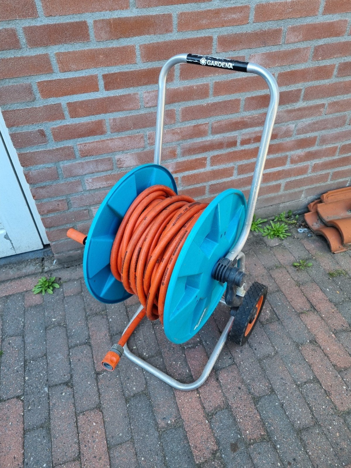 Gardena slangwagen inclusief slang, Tuin en Terras, Ophalen, Zo goed als nieuw, Tuinslanghaspel