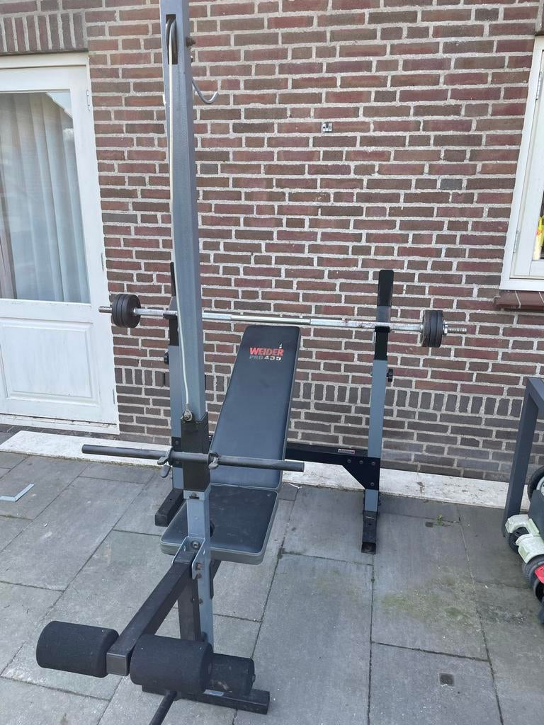 Weider Pro 435 krachtstation met 70kg aan gewichten, Ophalen, Gebruikt, Armen, Fitnessbank