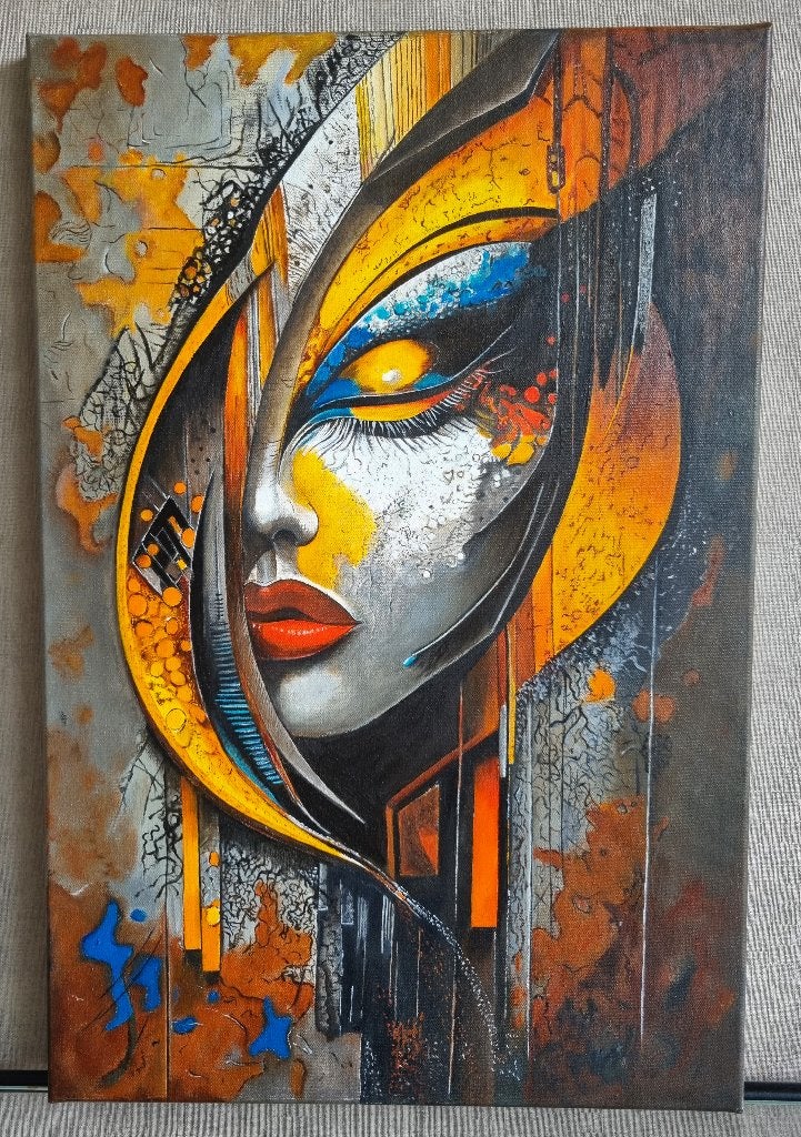 Schilderij Lady's closed eye in color, Antiek en Kunst, Ophalen of Verzenden, Olieverf, Gelimiteerde oplage, Portret